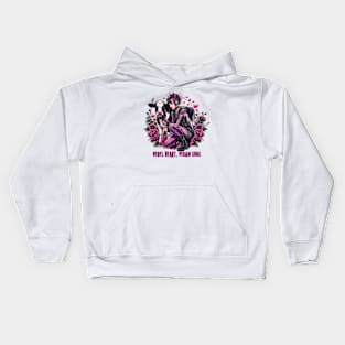 Vegan Punk Rock Girl and Cow Kids Hoodie